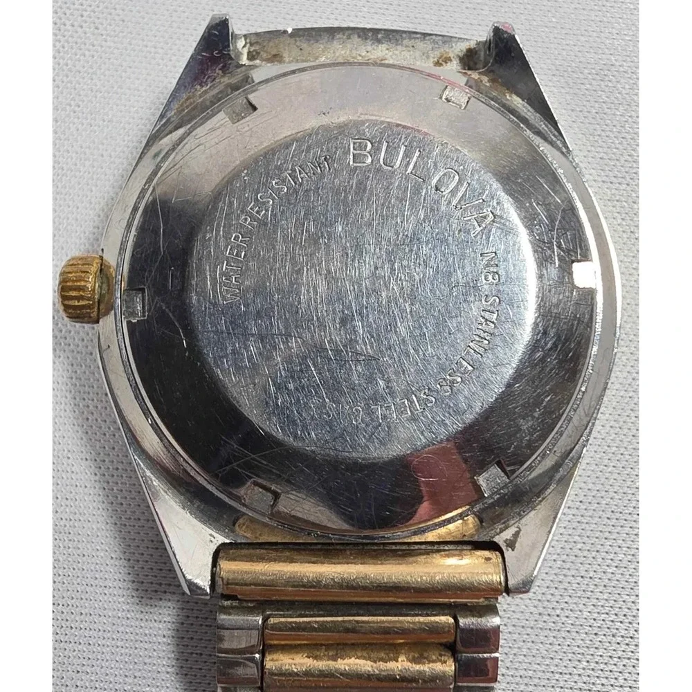 Bulova Set-O-Matic Watch Men 35mm Silver Dial Two Tone Daydate Automatic